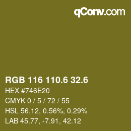 カラーコード: RGB 116 110.6 32.6 | qconv.com