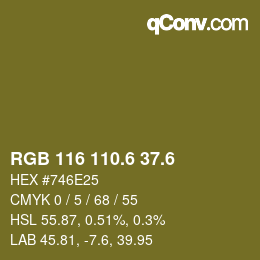 カラーコード: RGB 116 110.6 37.6 | qconv.com
