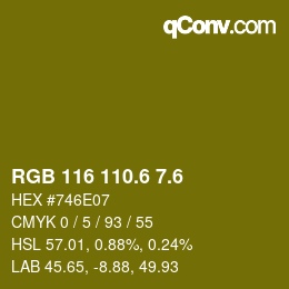 カラーコード: RGB 116 110.6 7.6 | qconv.com
