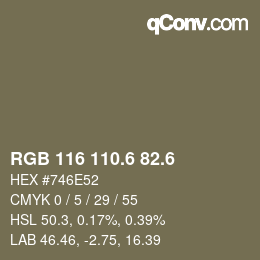 カラーコード: RGB 116 110.6 82.6 | qconv.com