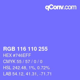 カラーコード: RGB 116 110 255 | qconv.com