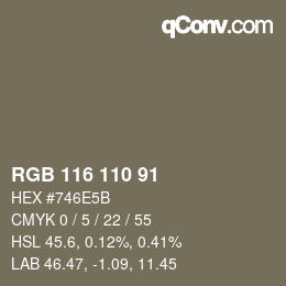 カラーコード: RGB 116 110 91 | qconv.com