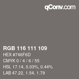 Código de color: RGB 116 111 109 | qconv.com