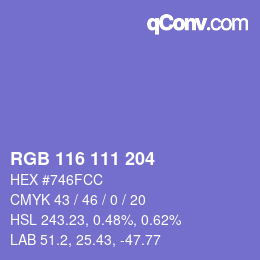 カラーコード: RGB 116 111 204 | qconv.com