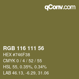 カラーコード: RGB 116 111 56 | qconv.com