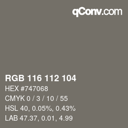 Farbcode: RGB 116 112 104 | qconv.com