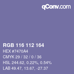 Code couleur: RGB 116 112 164 | qconv.com