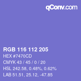 カラーコード: RGB 116 112 205 | qconv.com