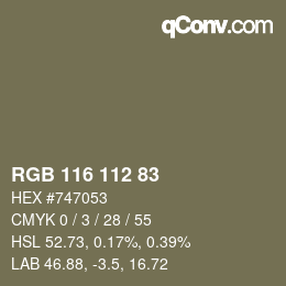 颜色代码: RGB 116 112 83 | qconv.com