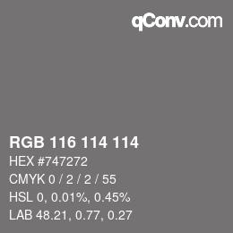 Color code: RGB 116 114 114 | qconv.com