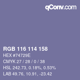 Color code: RGB 116 114 158 | qconv.com