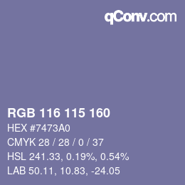 Color code: RGB 116 115 160 | qconv.com