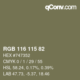 颜色代码: RGB 116 115 82 | qconv.com
