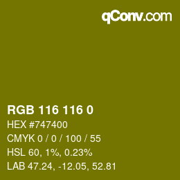 Color code: RGB 116 116 0 | qconv.com
