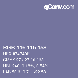 Color code: RGB 116 116 158 | qconv.com