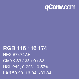 Color code: RGB 116 116 174 | qconv.com