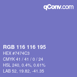 Farbcode: RGB 116 116 195 | qconv.com