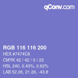 颜色代码: RGB 116 116 200 | qconv.com