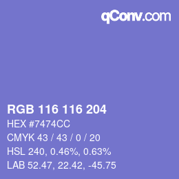カラーコード: RGB 116 116 204 | qconv.com
