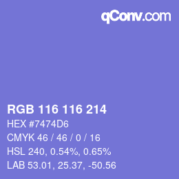 Farbcode: RGB 116 116 214 | qconv.com