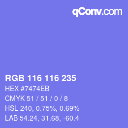 Color code: RGB 116 116 235 | qconv.com