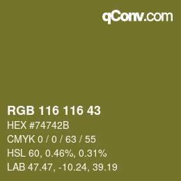 Color code: RGB 116 116 43 | qconv.com