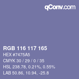 Código de color: RGB 116 117 165 | qconv.com