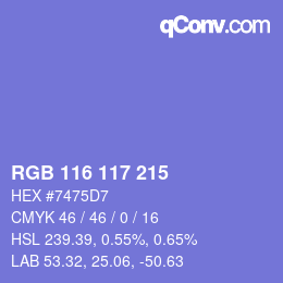 Color code: RGB 116 117 215 | qconv.com