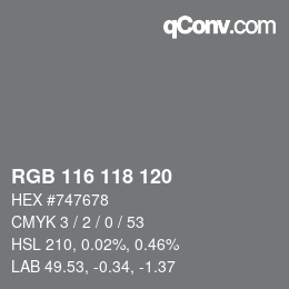 颜色代码: RGB 116 118 120 | qconv.com
