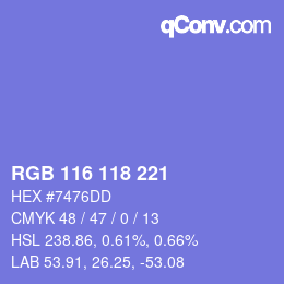 Color code: RGB 116 118 221 | qconv.com