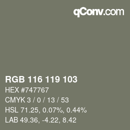 カラーコード: RGB 116 119 103 | qconv.com