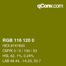 Color code: RGB 116 120 0 | qconv.com
