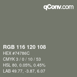 カラーコード: RGB 116 120 108 | qconv.com