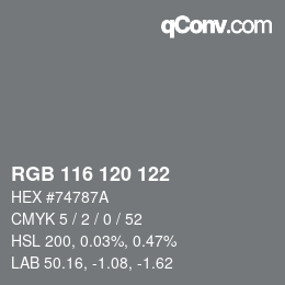 Color code: RGB 116 120 122 | qconv.com