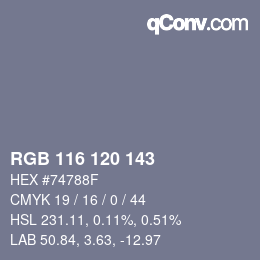 カラーコード: RGB 116 120 143 | qconv.com