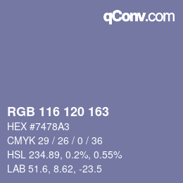 Color code: RGB 116 120 163 | qconv.com