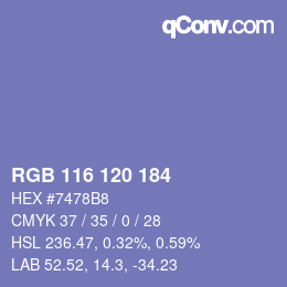 Código de color: RGB 116 120 184 | qconv.com