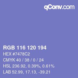 颜色代码: RGB 116 120 194 | qconv.com