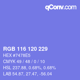 カラーコード: RGB 116 120 229 | qconv.com