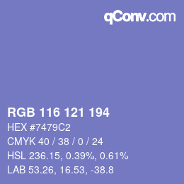 Color code: RGB 116 121 194 | qconv.com
