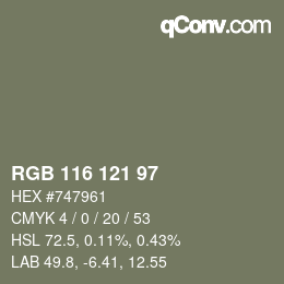 Código de color: RGB 116 121 97 | qconv.com