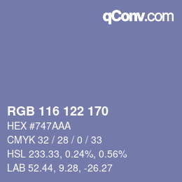Código de color: RGB 116 122 170 | qconv.com