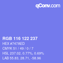 Color code: RGB 116 122 237 | qconv.com