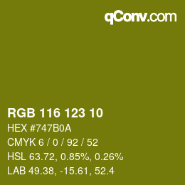 Color code: RGB 116 123 10 | qconv.com