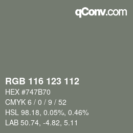 Código de color: RGB 116 123 112 | qconv.com