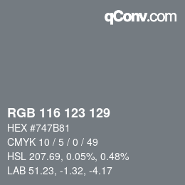 Color code: RGB 116 123 129 | qconv.com