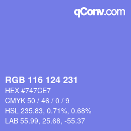 Color code: RGB 116 124 231 | qconv.com