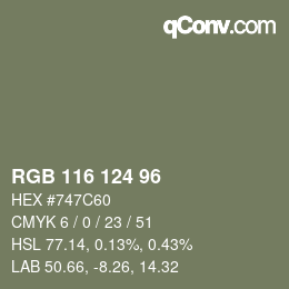Farbcode: RGB 116 124 96 | qconv.com
