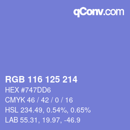 Color code: RGB 116 125 214 | qconv.com