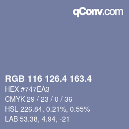 カラーコード: RGB 116 126.4 163.4 | qconv.com